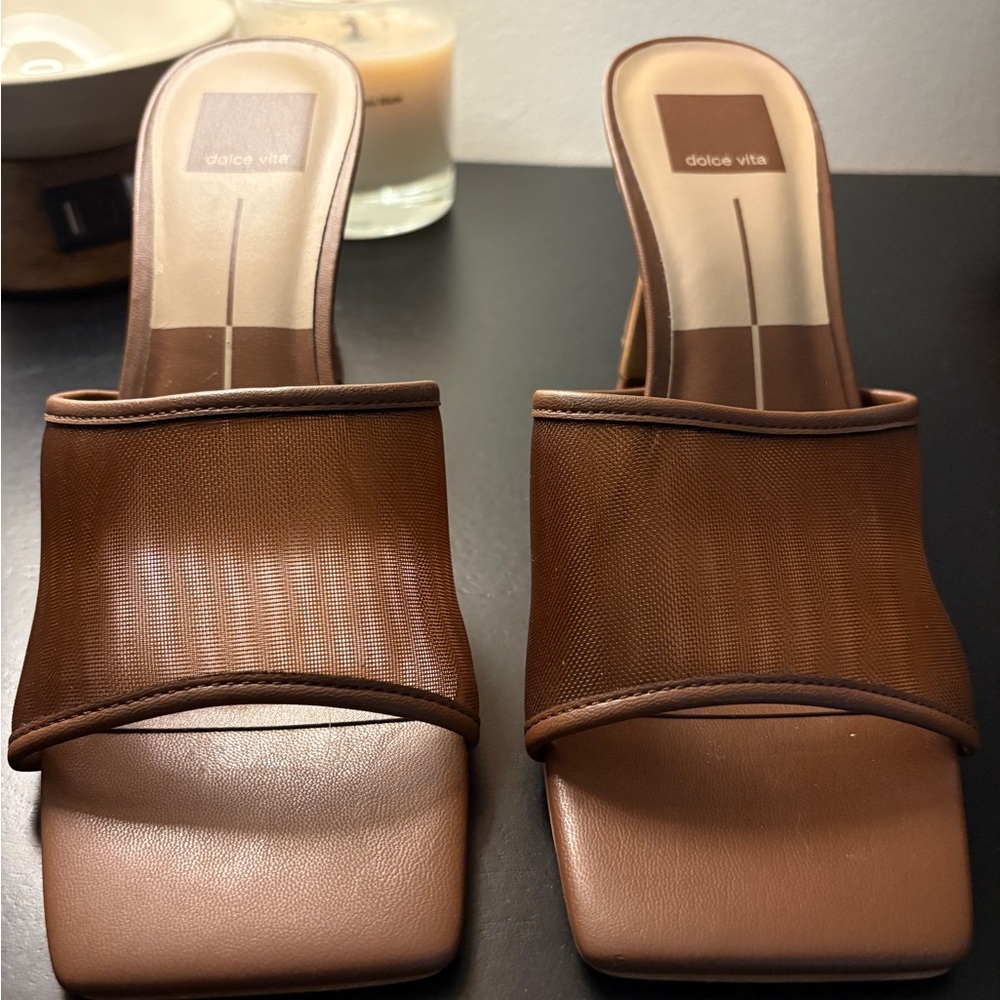 Dolce Vita Brown Square-Toe Slide Mules - Picture 4 of 4